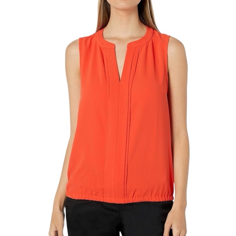 Trina Turk Orange Pleat Front Sleeveless Top - M